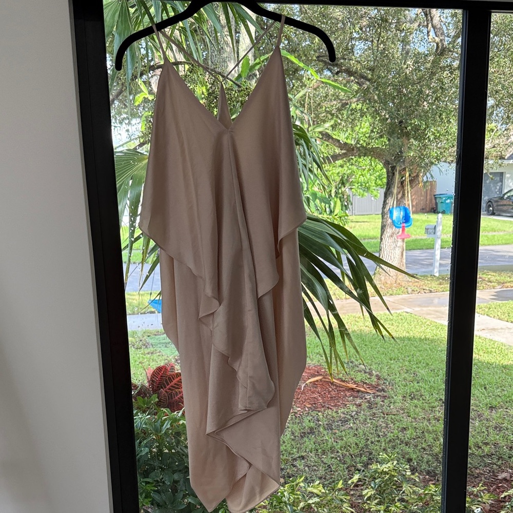 Olivaceous Asymmetrical Cream Dress